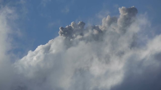 Volcanic ash and gases clouds into sky during explosive-effusive eruption of Klyuchevskoy Volcano, constitutes potential hazard to international and local airlines at Kamchatka Peninsula (Russia)