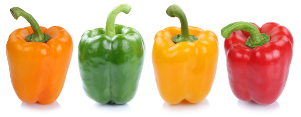 Paprika Sammlung frisch Gemüse seitlich in einer Reihe Freistel