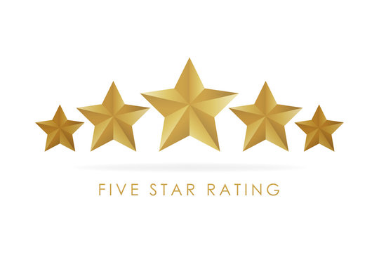 Five golden rating star vector illustration in white background