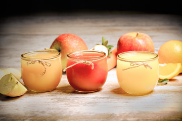 Healthy fresh beverage (drinks) - fruit juices made with organic fruits