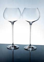 two crystal empty glasses