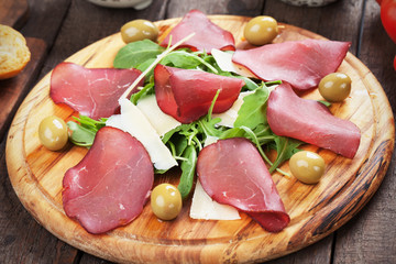 Italian bresaola cured beef meat