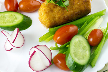Chicken cordon bleu with vegetables