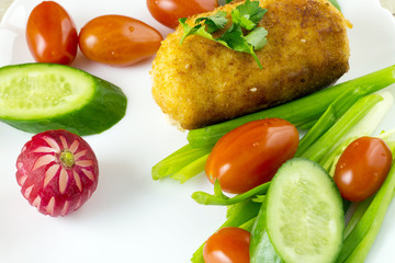 Chicken cordon bleu with vegetables