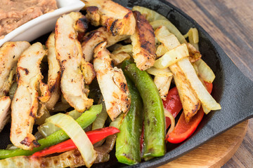 Mexican food. Chicken fajitas.