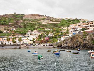 fishing village of camara de lobos at funchal island, portugal