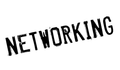 Networking rubber stamp. Grunge design with dust scratches. Effects can be easily removed for a clean, crisp look. Color is easily changed.