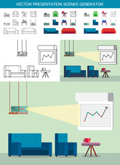 Presentation icons with projector