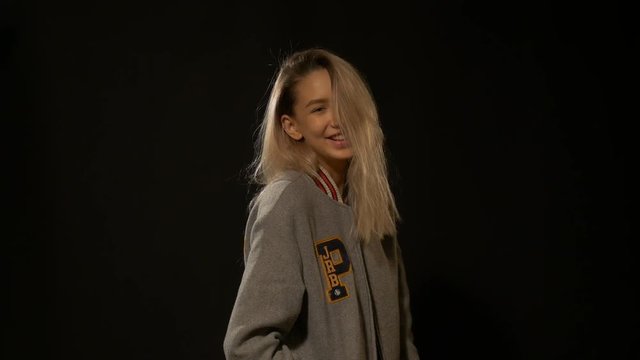 Beautiful blonde posing in studio