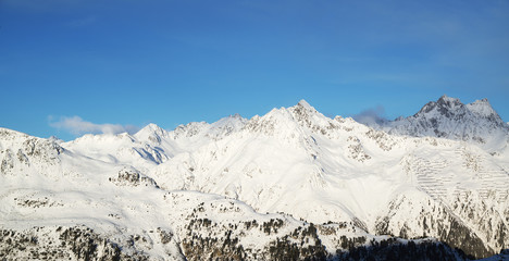 Panorama of the Alps winter morning, Ischgl, Austria