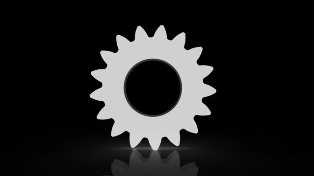 3D Zahnrad dreht sich mit einer Reflektion Loop
