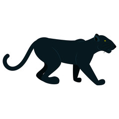 Black panther wild animal isolated on white. Jungle cat vector illustration.