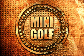 Mini Golf, 3D rendering, text on metal