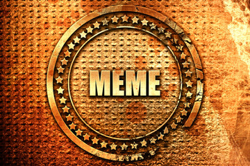 meme, 3D rendering, text on metal
