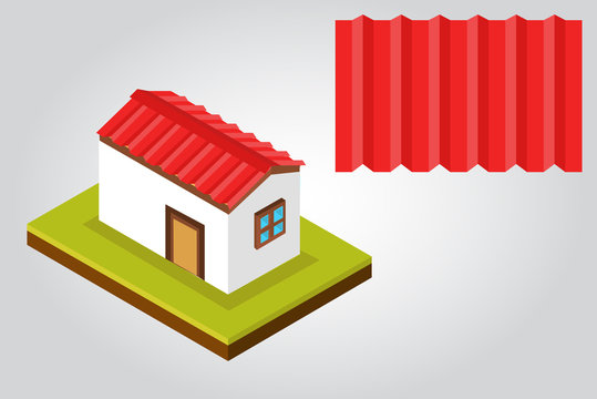 corrugated roof house 3D