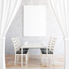 Cafe interior with poster