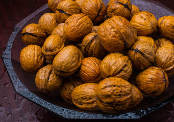 Walnuts wooden, season, nuts, christmas, pile, nutty