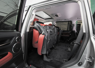 Leather car interior, texture Orange Leather