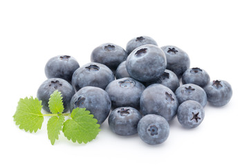 Group of fresh juisy blueberries isolated on white background.