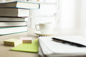 Student's desktop closeup