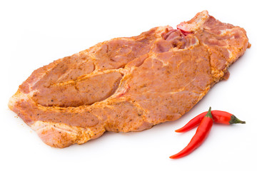 Roast beef in spice crust isolated on white background.