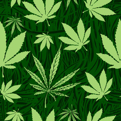 Cannabis leafs seamless vector pattern