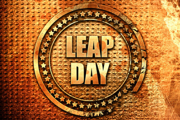 leap day, 3D rendering, text on metal