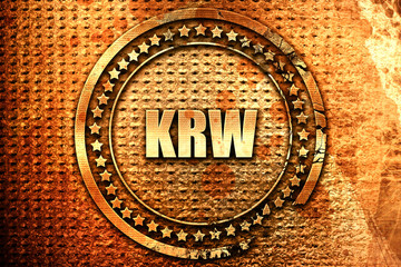 krw, 3D rendering, text on metal