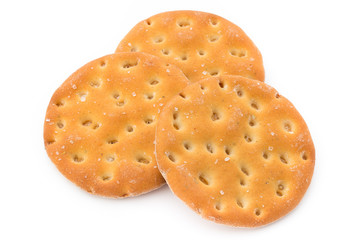 Short pastry cookies isolated on white background.