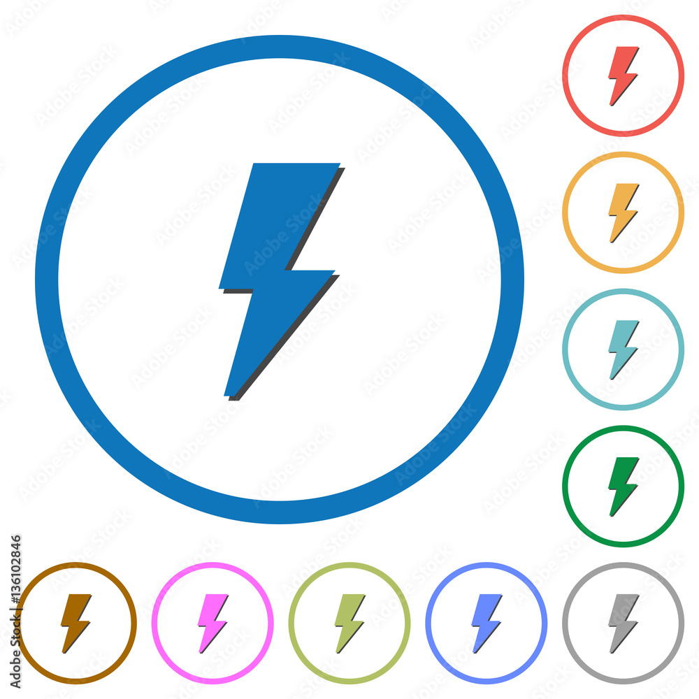 Poster flash icons with shadows and outlines