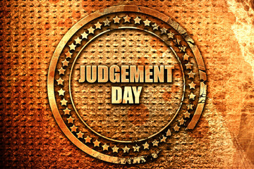 judgement day, 3D rendering, text on metal