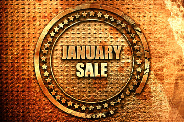 january sale, 3D rendering, text on metal