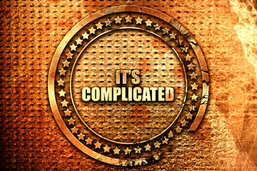 its complicated, 3D rendering, text on metal