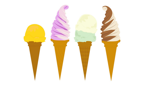 Eiswaffel Illustration, Softeis und Waffeleis