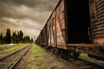 Fototapeta na wymiar Old rusty train. Ukraine, Kherson