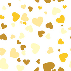 Fototapeta na wymiar Gold Heart confetti of Valentines falling on white background. v