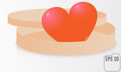 Gift box with red heart. vector