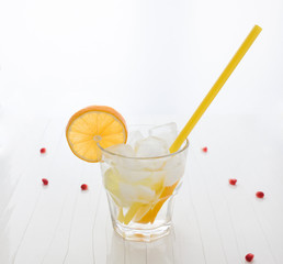 Water with citrus and ice. Detox drink