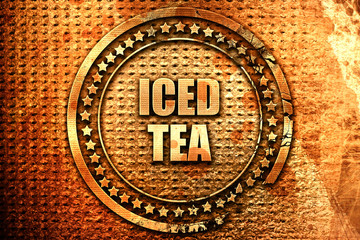iced tea, 3D rendering, text on metal