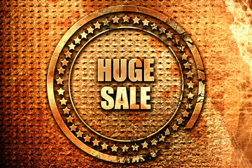 huge sale, 3D rendering, text on metal