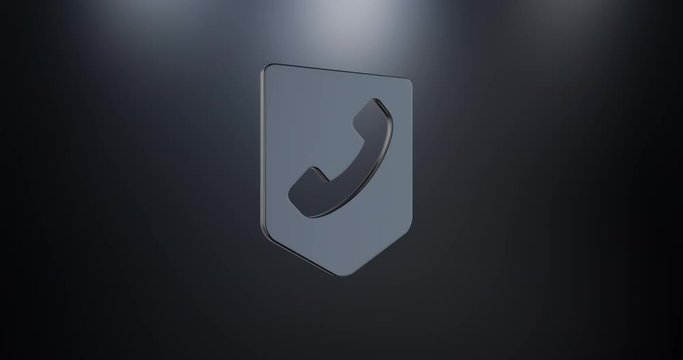 Animated Call Phone Map Pin Black 3d Icon Loop Modules for edit with alpha matte
