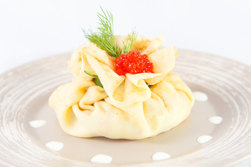 stuffed pancake red caviar