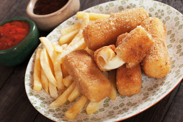 Breaded mozzarella cheese sticks