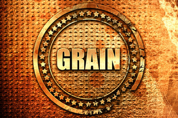 grain, 3D rendering, text on metal