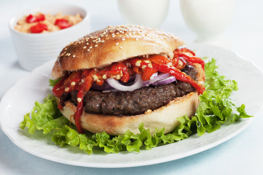 Serbian pljeskavica burger