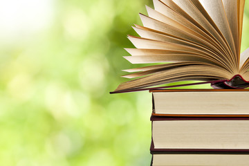 book open on a natural background