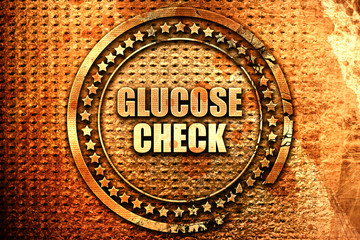 glucose check, 3D rendering, text on metal