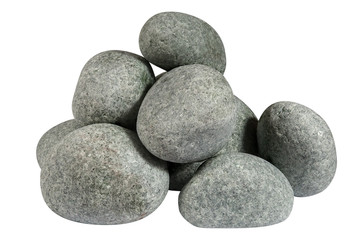 Fototapeta na wymiar A pile of round stones isolated on white background without shadows