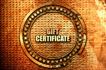 gift certificate, 3D rendering, text on metal