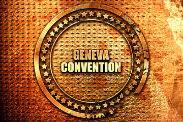 geneva convention, 3D rendering, text on metal